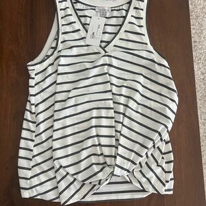 Allison Joy Black and White Tie Front Tank Top